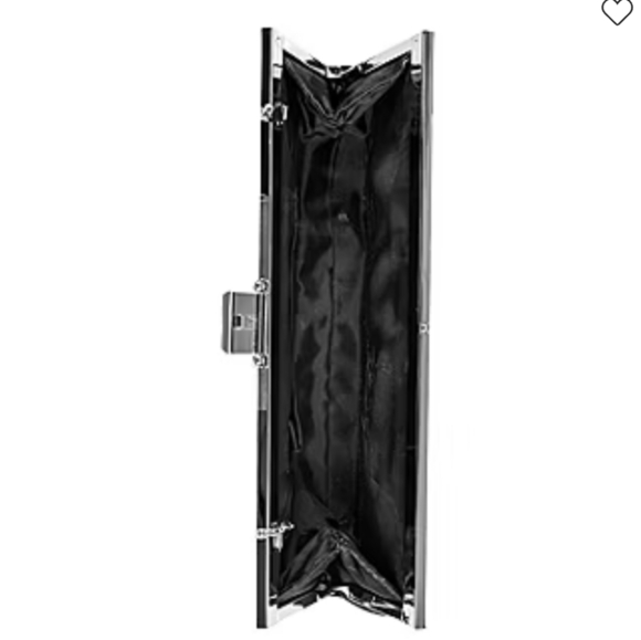 NWOT Jessica McClintock Black & Silver Clutch With Silver Chain Strap - Picture 5 of 8